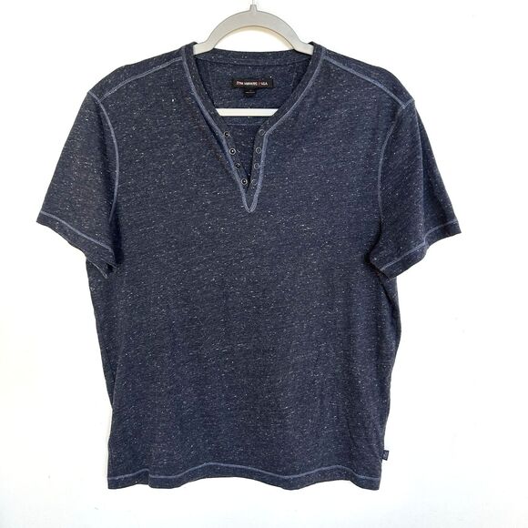 John Varvatos Star USA Men's Ocean Blue Waylon Burnout Snap Henley T-Shirt Sz M - Picture 1 of 6